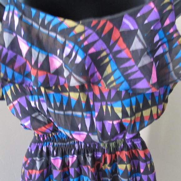 Colorful Silk TheCue Cher Qu Flounced Bodice and Hem Thin Strap Elasticized Mini - Picture 6 of 12